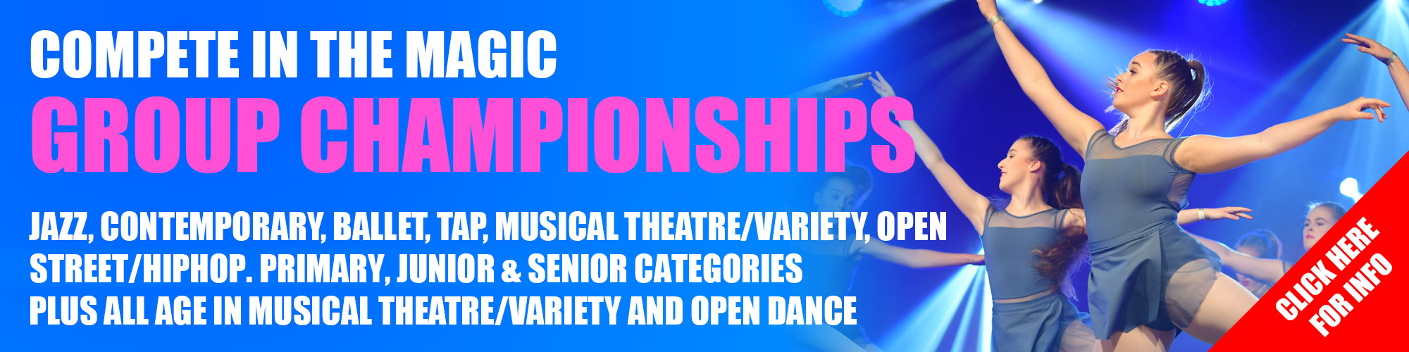 With group categories in the classic dance genres including Jazz, Contemporary, Ballet, Tap, Musical Theatre/Variety plus an Open category; dance schools can compete in as many of their favourite categories as they like with multiple entries allowed from each school in a category. Dancers can compete to win our IFDPA Primary, Juniors, and Seniors titles.