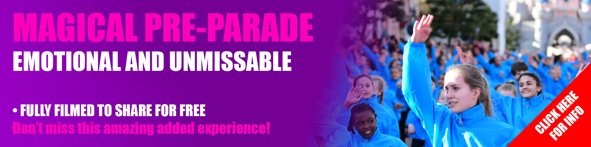 Ever dreamed of being part of Disney's Parade programme? Want to join dancers from all over the world in a specially choreographed pre-parade through the Disneyland Park? Then IFDPA is the event for you. Every IFDPA group is given the option to take part in our amazing pre-parade.